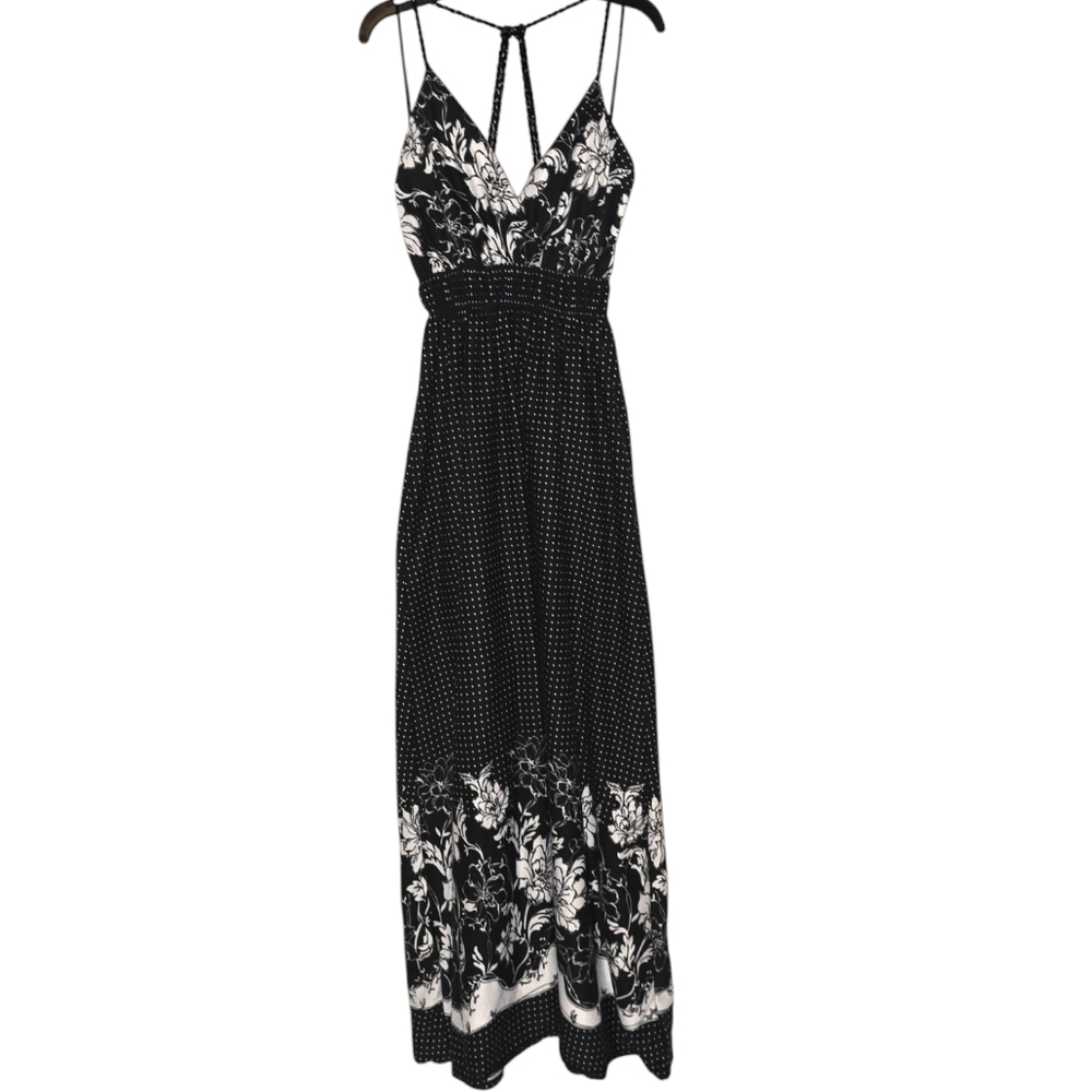 Connection18Women's sundress maxi black and whiteSmallDeep v-neck neck100% r
